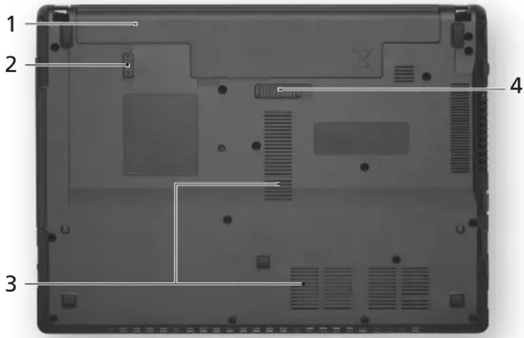 eMachines D732 - Visão da base - 1