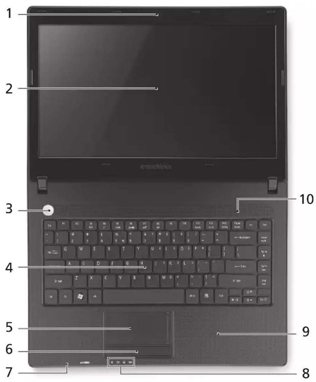 eMachines D732 - Top view - 1