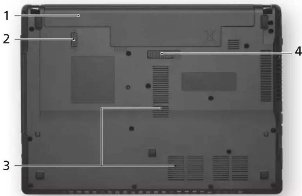 eMachines D528 - Vista de la base - 1