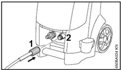 STIHL RE 128 Plus - Fitting, removing high-pressure hose - 1