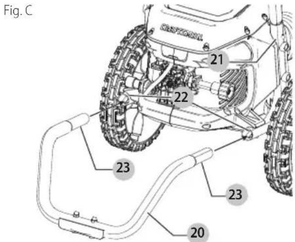 BLACK & DECKER PW1400 - Assembler la béquille du cadre inférieur (Fig. C) - 1