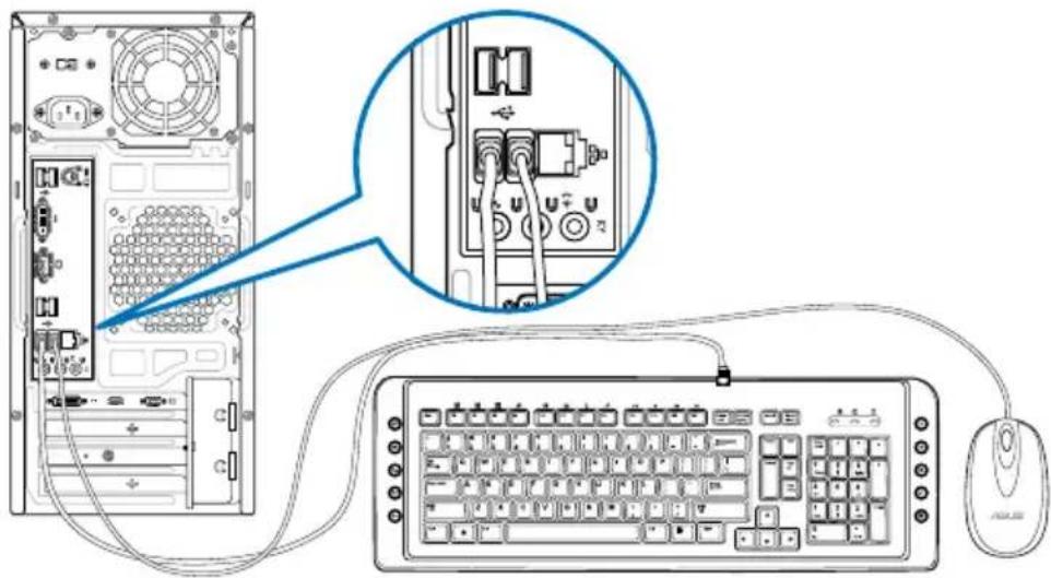 ASUS CM6331 - Connessione di una tastiera e di un mouse USB - 1