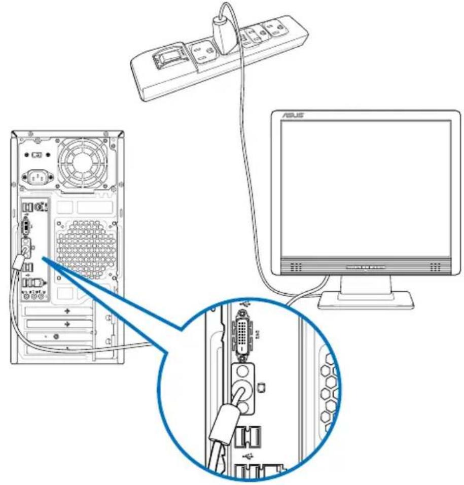 ASUS CM6331 - So verbinden Sie einen externen Monitor mithilfe der integrierten Anzeigeanschlüsse: - 1