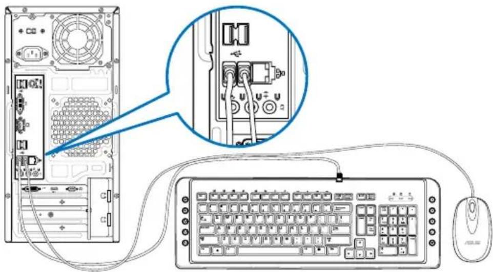 ASUS CM6331 - Conexión de un teclado USB y un ratón USB - 1