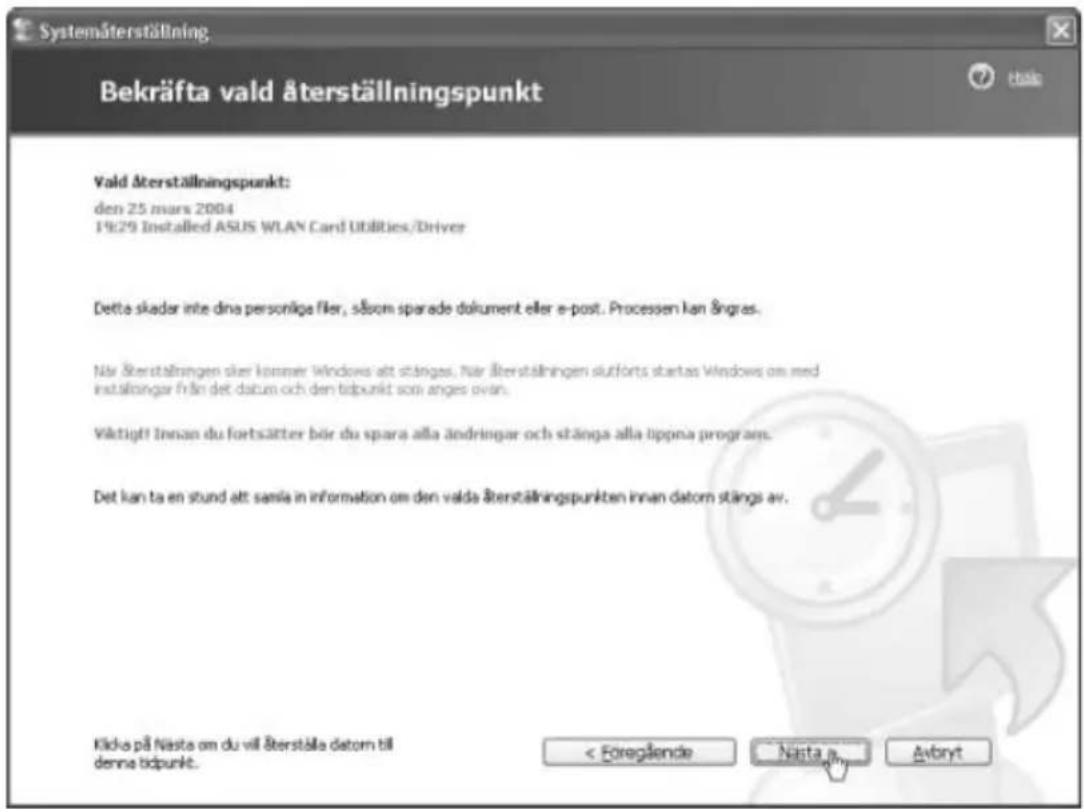 TARGA Ultra AN64 4200 DC - Återställning av systemet under normala driftsforhällanden - 2