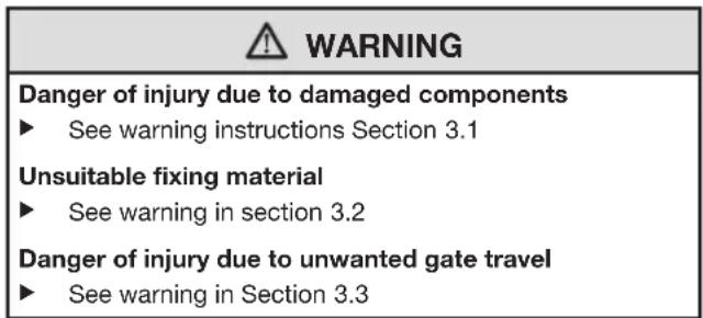 Hormann PortronicD 5000 - Safety instructions for fitting2.5 - 2