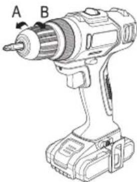 Toolcraft DD 18 V LI - b) Werkzeug in das Schnellspannbohrfutter einsetzen/entnehmen - 2