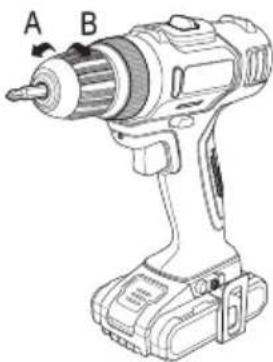 Toolcraft DD 18 V LI - b) Werktuig in de snelspanboorhouser installeren/verwijderen - 2