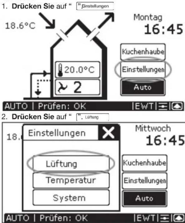 ZEHNDER ConfoControl Luxe - Belüftungsprogramm einstellen - 1