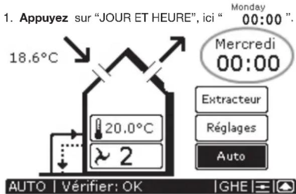 ZEHNDER ConfoControl Luxe - Réglage de jour et d'heure - 1