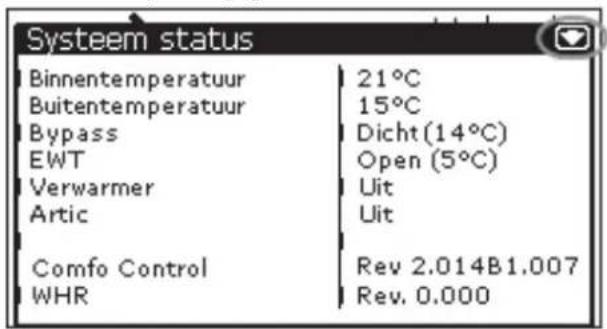 ZEHNDER ConfoControl Luxe - Informatie over status op ComfoControl - 2