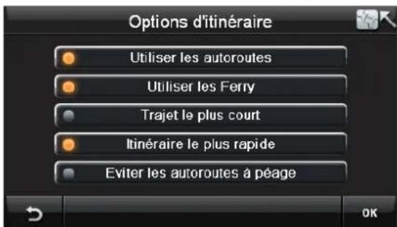 Bluetech GPS Navigator 6 - Options d'itinétaire - 1