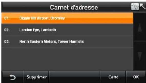 Bluetech GPS Navigator 6 - Sé lectionnez une destination dans le Carnet d'adresse - 2