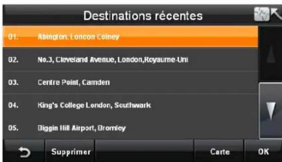 Bluetech GPS Navigator 6 - Se lectionner une destination parmi les Destinations ré centes - 2