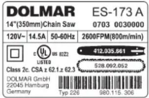 DOLMAR ES173 A - Uso del cable de prolongacion - 1