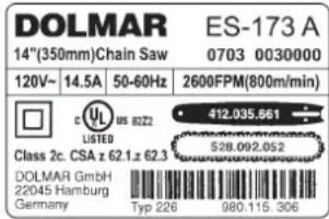 DOLMAR ES173 A - Utilisation du cordon prolongateur - 1