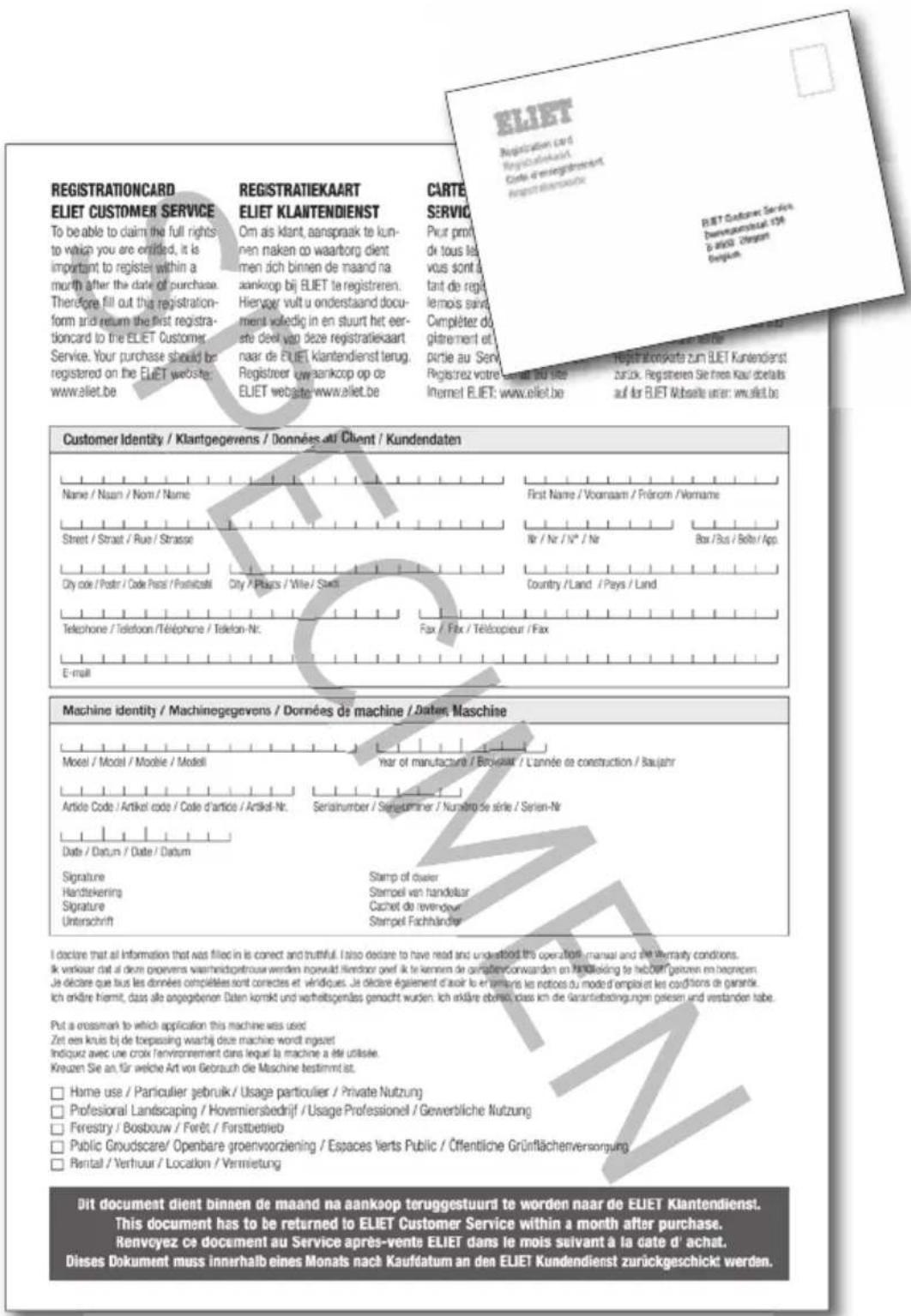 Eliet Snowbob 8014T - En cas de dégats consécutifs au transport - 1