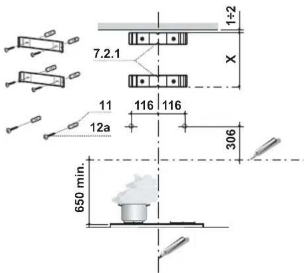 Dominox DA 9014 XS - Wall drilling and bracket fixing - 1