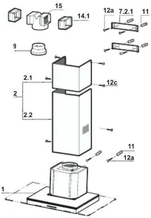 Dominox DA 9014 XS - Réf. Q.té Composants pour l'installation - 1