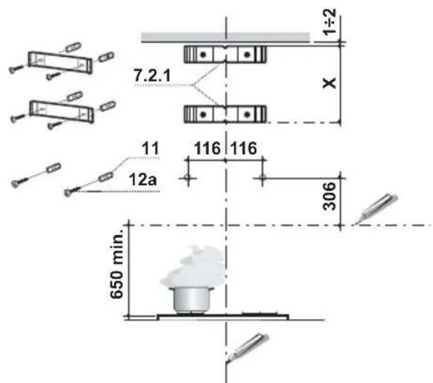 Dominox DA 6014 XS - Bohren der Befestigungslöcher und Fixieren der Befestigungsbügel - 1