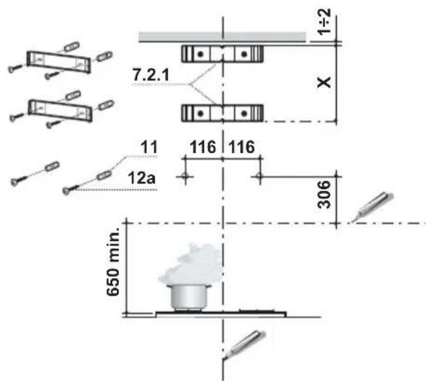 Dominox DA 6014 XS - Wall drilling and bracket fixing - 1