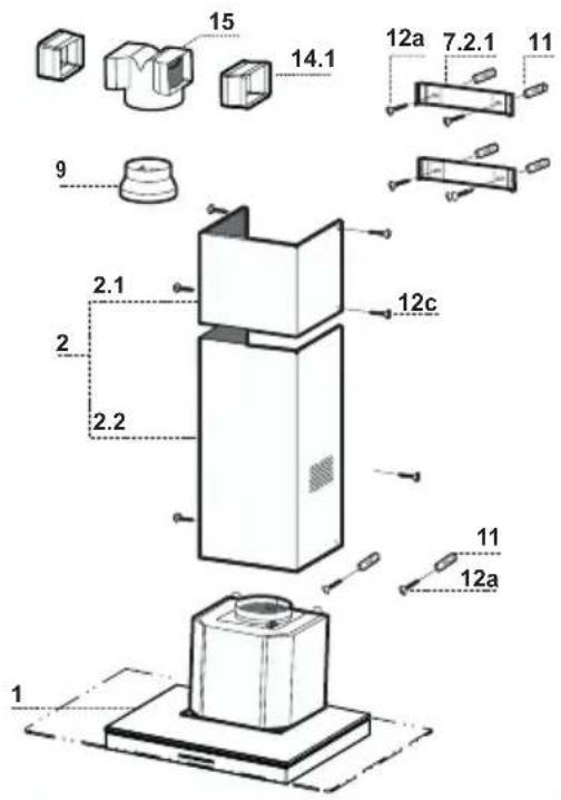 Dominox DA 6014 XS - Réf. qté composants pour l'installation - 1