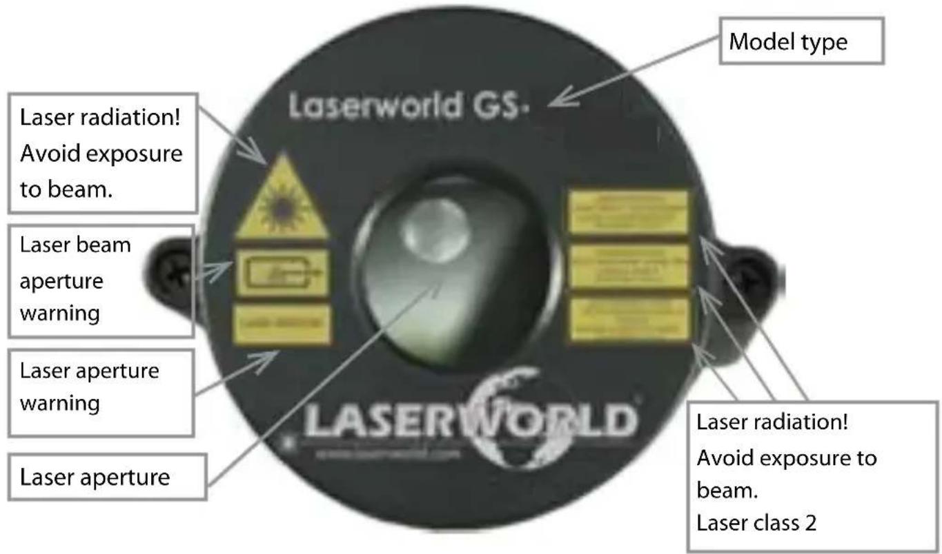 Laserworld GS70RG move - 5.Warnings and other notices on the device Never open the device - hazardous radiation! - 1