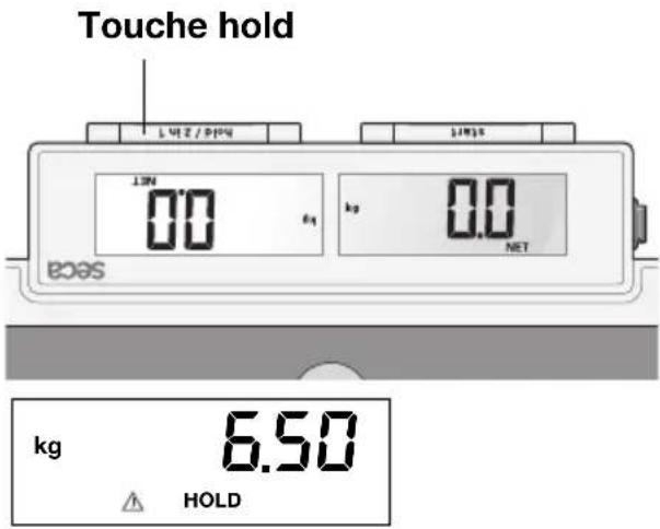 SECA 878 - Mise en mémoire du poids mesuré (HOLD) - 1