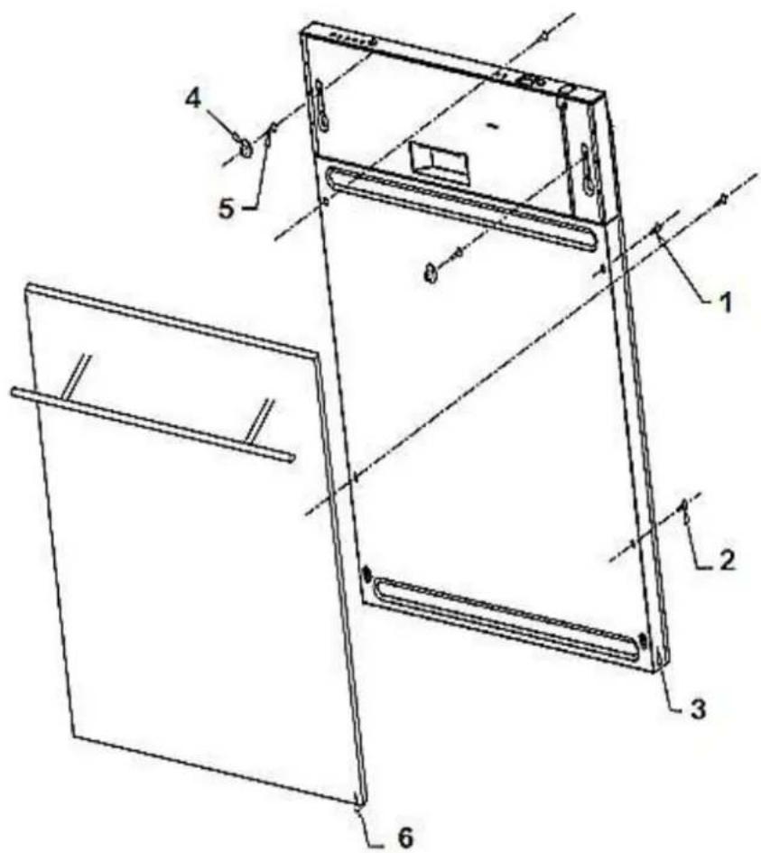 PKM DW97FI - Dimensions et fixation du panneau de porte - 2