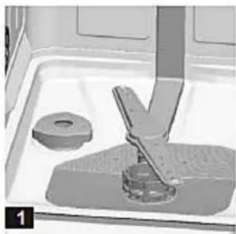 PKM DW97FI - The water softener container is beneath the lower dish rack. - 1