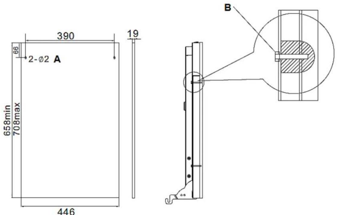 PKM DW97FI - Dimensions and fixing of the front decoration panel - 1
