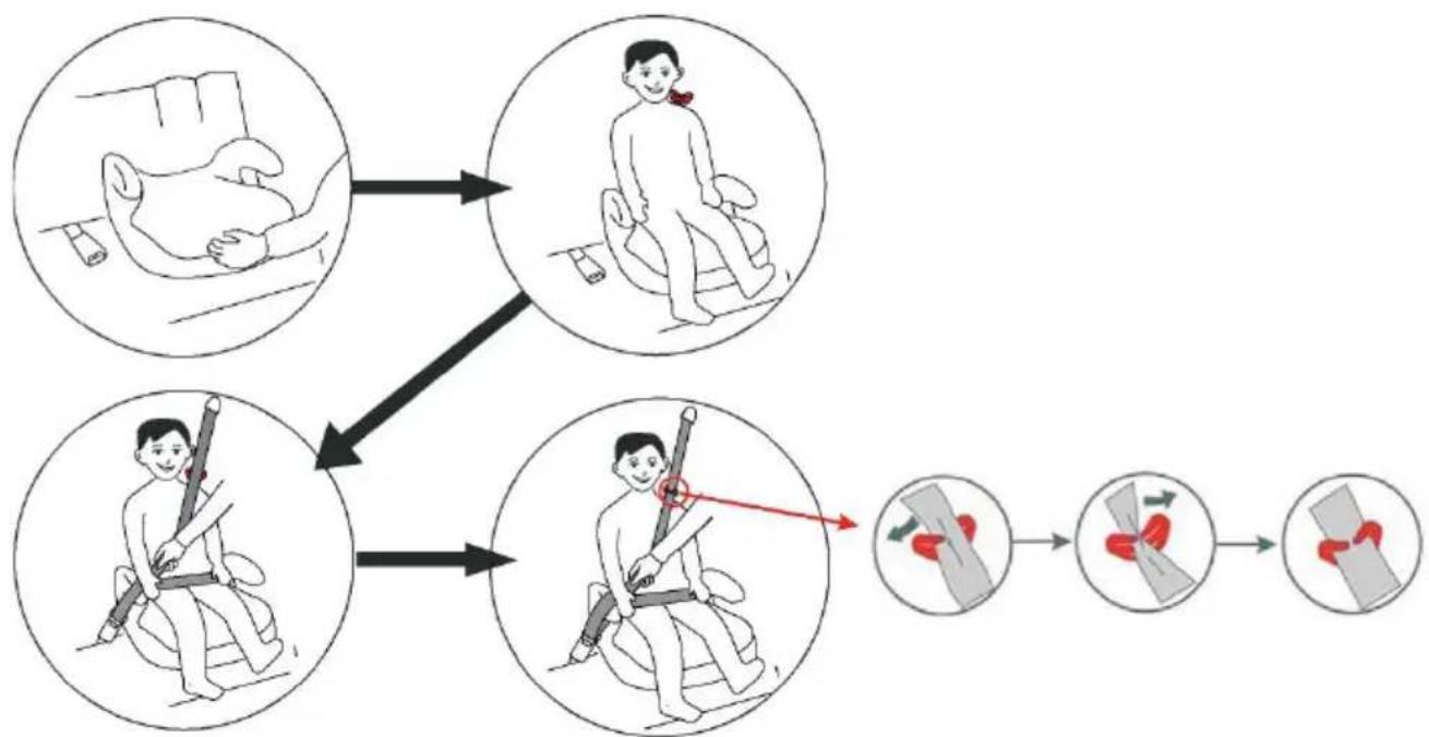 Baninni BN517 - Het zitje zonder rugleuning bevestigen met de autogordel. - 1
