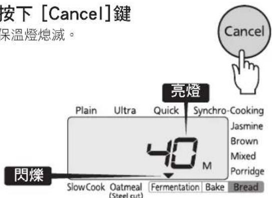 Tiger JKTS18U - 按下[Cancel]鍵保溫燈熄滅。 - 1