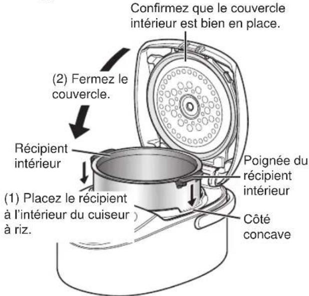 Tiger JKTS18U - Placez le recipient interieur dans le cuiseur a riz. - 1