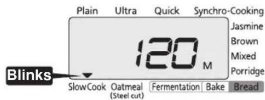 Tiger JKTS10U - Press the [or] key to select the "Slow Cook" menu. - 2