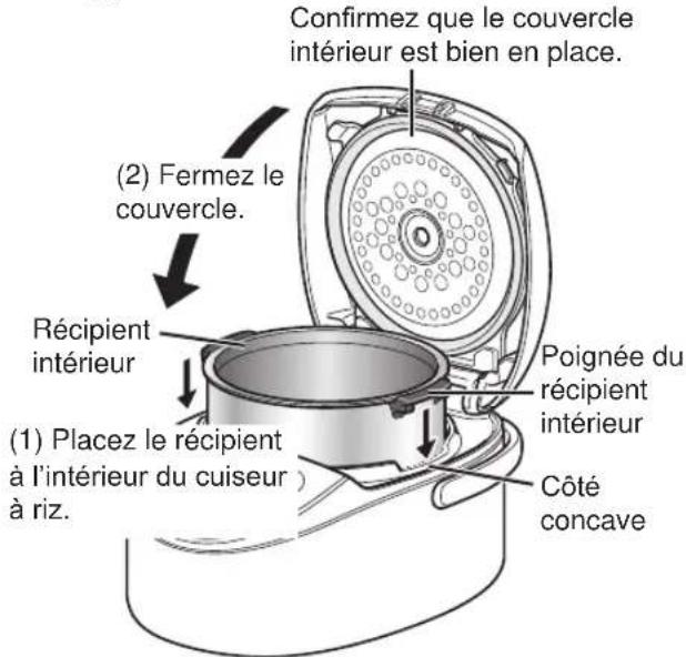 Tiger JKTB10U - Placez le recipient interieur dans le cuiseur a riz. - 1