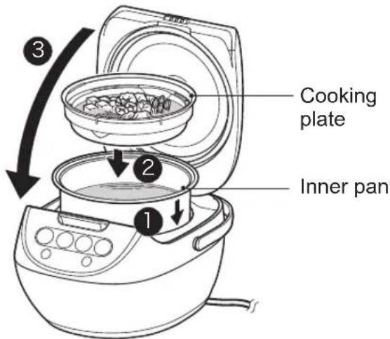 Tiger JBVA18U - Set the cooking plate in the inner pan and close the lid - 1