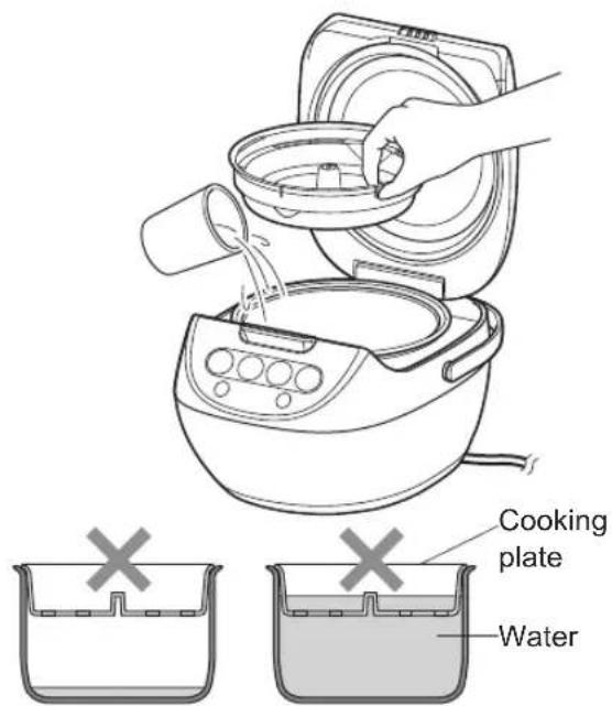 Tiger JBVA18U - Pour in water and set the cooking plate in the inner pan - 1