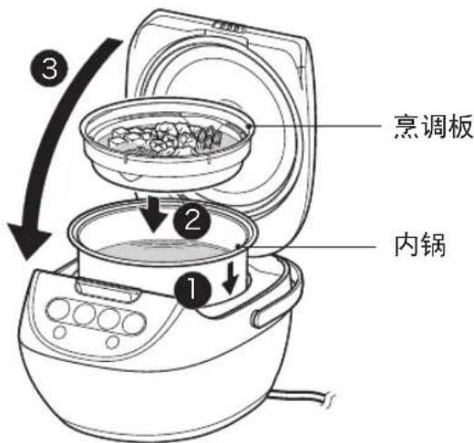 Tiger JBVA18U - 3.将烹调板放入内锅中,盖上上盖 - 1