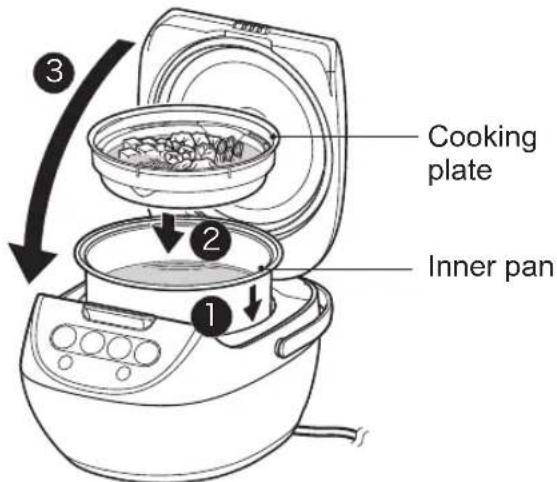 Tiger JBVA10U - Set the cooking plate in the inner pan and close the lid - 1