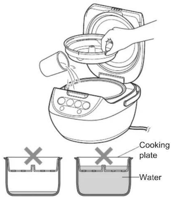 Tiger JBVA10U - Pour in water and set the cooking plate in the inner pan - 1