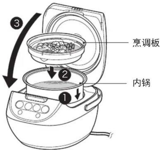 Tiger JBVA10U - 3.将烹调板放入内锅中,盖上上盖 - 1