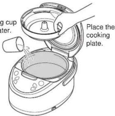 Tiger JAXT18U - Add water to the inner pot and place the cooking plate inside. - 1