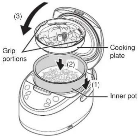 Tiger JAXT18U - Place the cooking plate inside the inner pot and close the lid. - 1