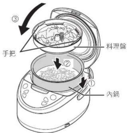 Tiger JAXT18U - 將料理盤安裝到內鍋上,關閉鍋蓋 - 1