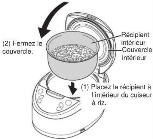 Tiger JAXT10U - Placez le recipient interieur dans le cuiseur a riz. - 1