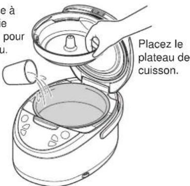 Tiger JAXT10U - Versez de I'eau dans le recipient interieur et placez le plateau de cuisson a l'intérieur du recipient. - 1