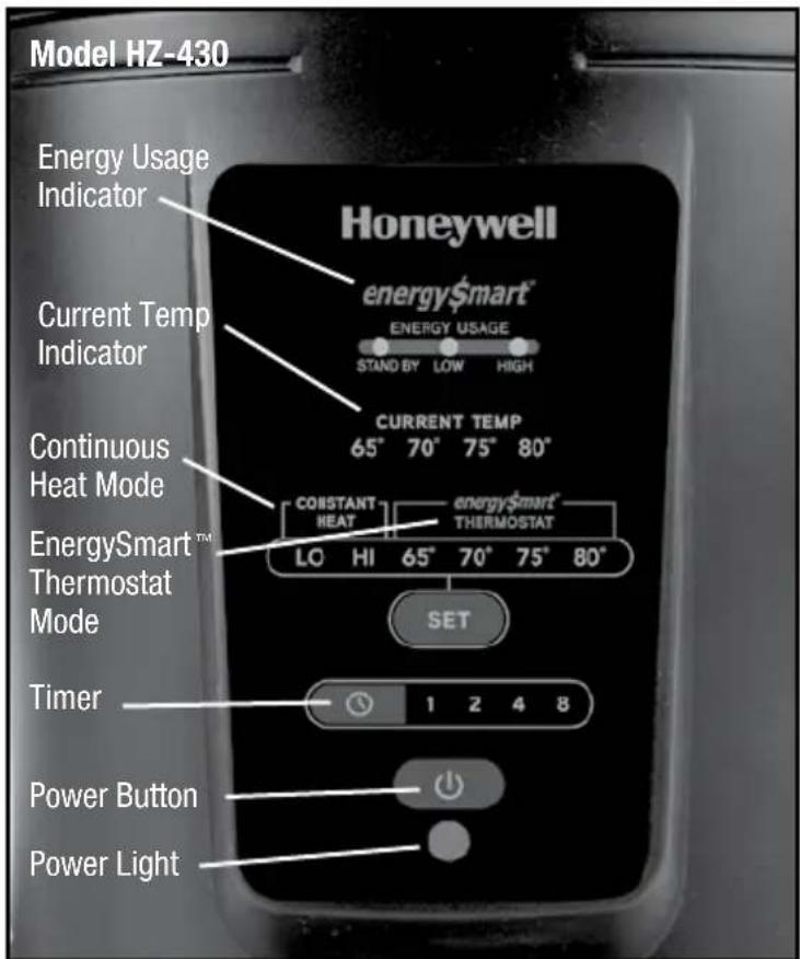 HONEYWELL Surround Heat HZ425 - Model HZ-430 Series - EnergySmart™ 360° Ceramic Surround Heater Operation - 1