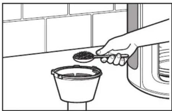 KITCHENAID KCM1202WH - Filling the brew basket with coffee - 3
