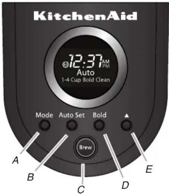 KITCHENAID KCM112 - DISPLAY AND CONTROL PAD FEATURES - 1